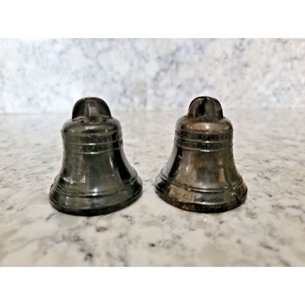 Blecher USA Salt and Pepper Shakers Vintage‎ Liberty Bell Heavy.